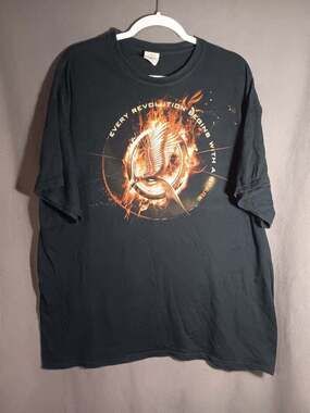 Hunger Games Catching Fire 2013 Promo Movie T Shirt Adult XL Black Graphic Tee